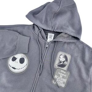 NWT Disney The Nightmare Before Christmas XXL Multi Patch Full Zip Hoodie Black